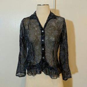 Vintage Sheer Silk Button Up